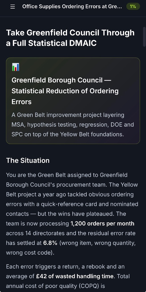 Statistical DMAIC case study — Greenfield Council