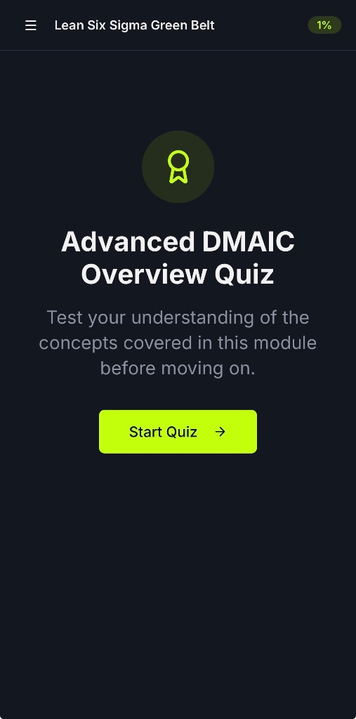 Advanced DMAIC Overview Quiz