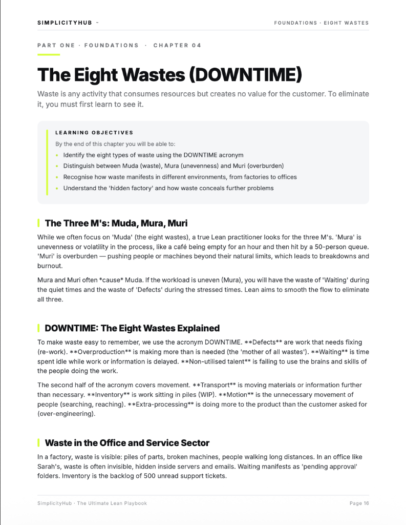 The Eight Wastes DOWNTIME