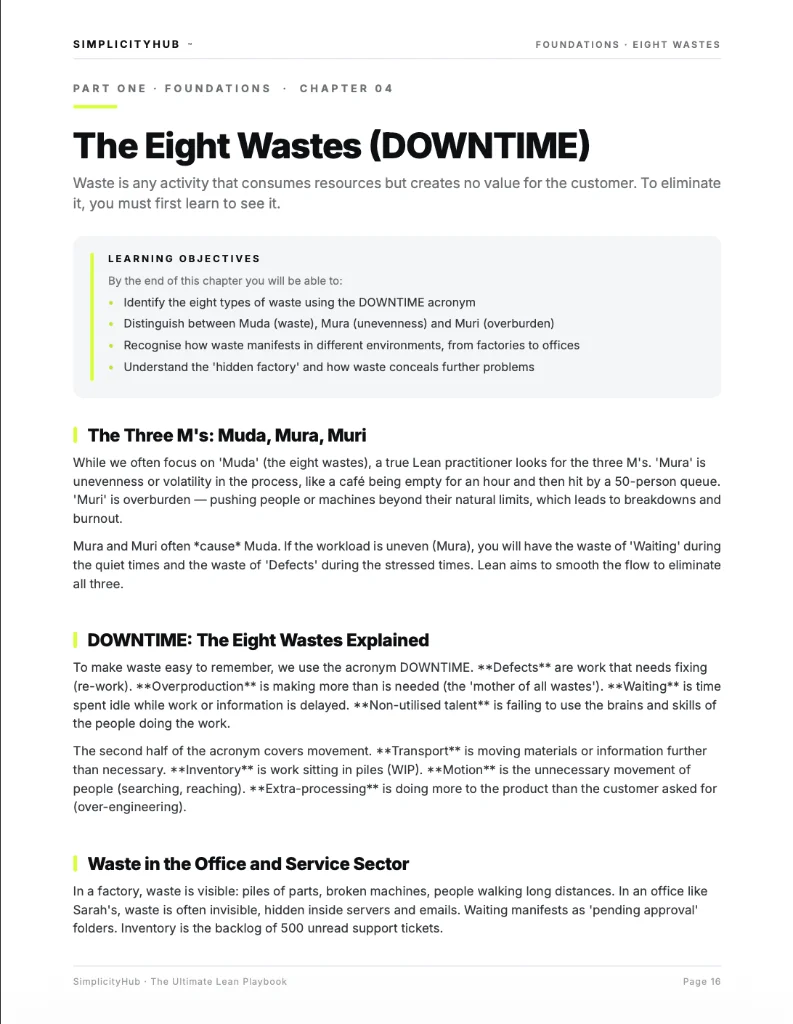 The Eight Wastes DOWNTIME
