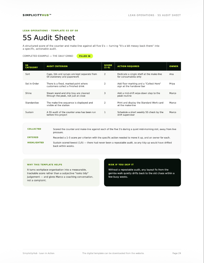5S Audit Sheet template example