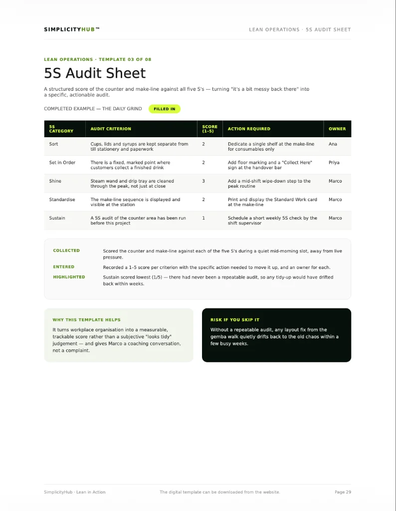 5S Audit Sheet template example