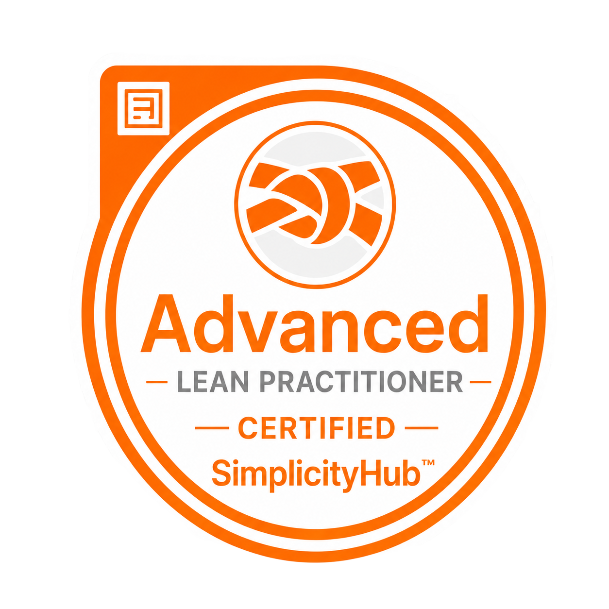 SimplicityHub Advanced Lean Practitioner certification badge