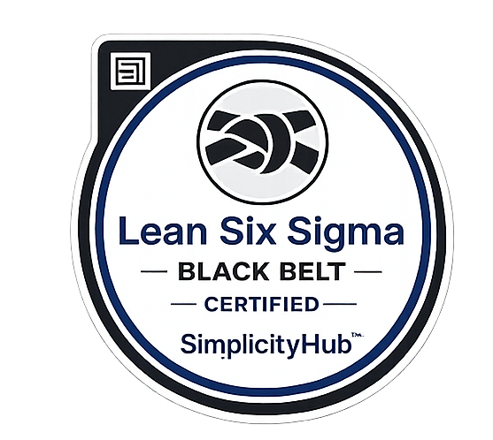 SimplicityHub Lean Six Sigma Black Belt certification badge