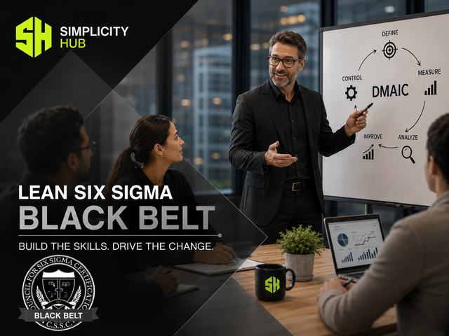 Lean Six Sigma Black Belt training session — practitioner presenting advanced statistical analysis