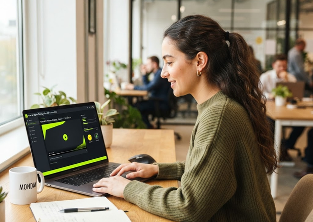 Professional studying a Lean Six Sigma course online