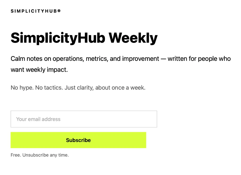 SimplicityHub newsletter signup